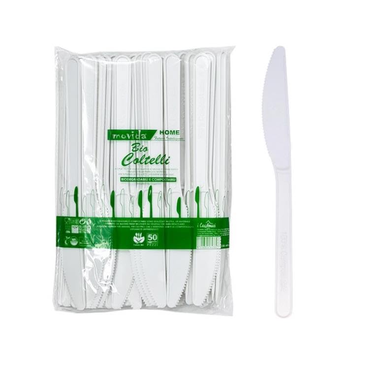 Set 50 Pezzi Posate Coltello Monouso Bio 18 cm
