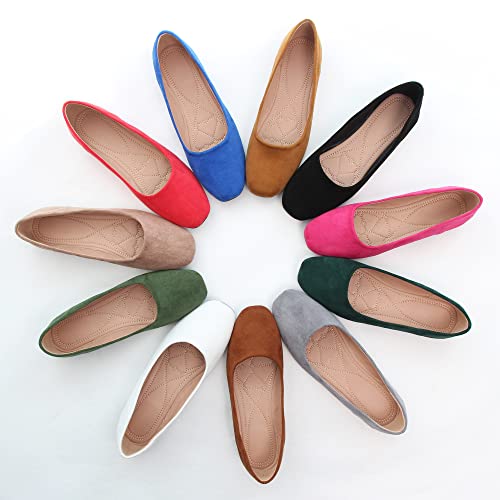 Image of ChaiRong Zhou Women Square Toe Ballets Flats Comfort Slip On Walking Shoes for Driving
