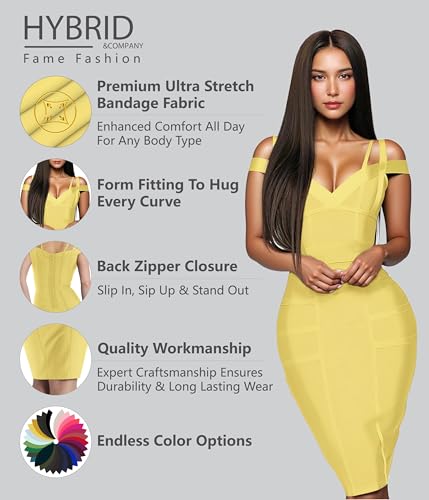 Image of Hybrid & Company Women's Elegant Bandage Dress | Stretch fabric, flattering bodycon fit, elegant silhouette, suitable for cocktail parties, events, and special occasions