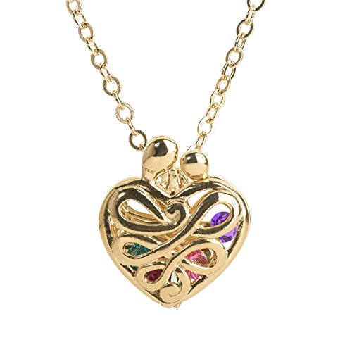 Loving Family Heart Locket Necklace With 12 Birthstone Crystals
