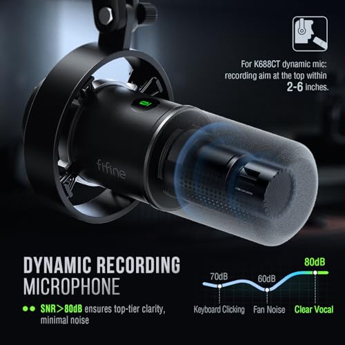 Image of FIFINE K688 Podcast Microphone Kit, USB /XLR Dynamic Microphone with Boom Arm for PC /XLR Mixer, Gaming Mic with Mute Button, Headphone Jack for Vocal, Voice-Over, Streaming, Music Recording -K688CT