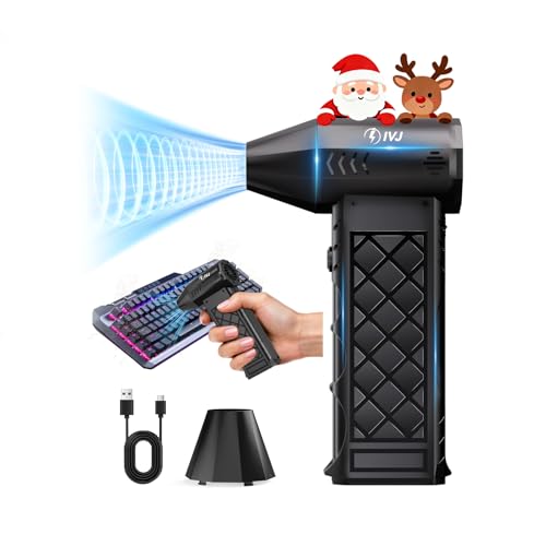 IVJ Soplador De Hojas 130 000 RPM, 4 Velocidades, Soplador Eléctrico Con Motor Sin Escobillas, Soplador Eléctrico a Batería Para Teclado, Hogar y Exteriores. Ideal Para Inflables y Regalo