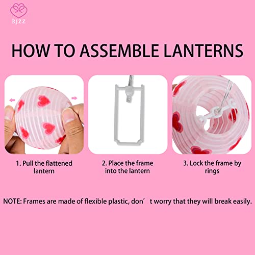 Rjzz Pink Lantern String Lights Globe String Lights 9.4Ft Ball String Lights With Heart Bed Decor Lights Battery Operated 10 Count For Girls Bedroom Decor, Proposal, Wedding, Party, Nursery #TOP4