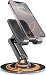 Cooper 360° Restez debout. 360 Degree Click-Rotating Cell Phone Stand for Desk.. Base en métal non glissant, pliable, portable (Piano Black)