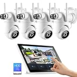 Wireless Security Camera System with 10' Touchscreen Monitor, 2K Dual Lens