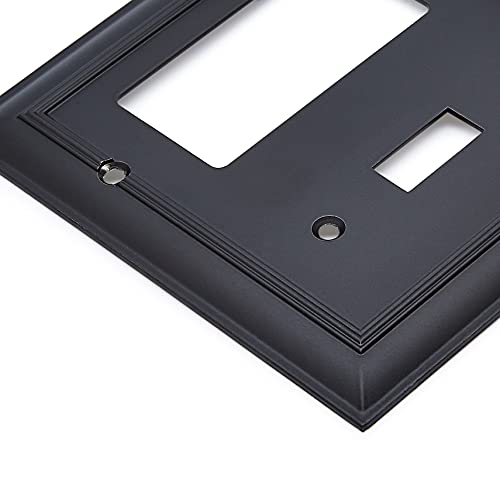 Amazon Basics Decorative 2-Gang Combination Wall Plate - 2-Pack, Flat Black #TOP3