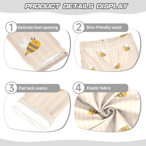 Bee on Striped Girls Leggings,Workout Leggings for Girls Toddler Athletic Leggings Size for 3-10T3
