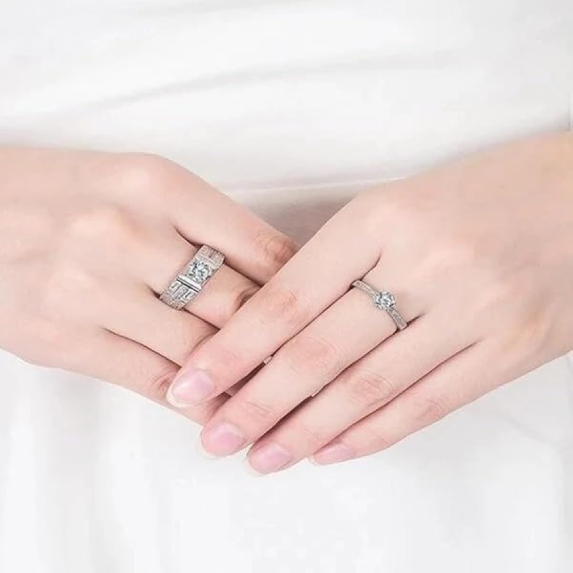 Couple Adjustable Crystal Stone Rings, Stylish Set