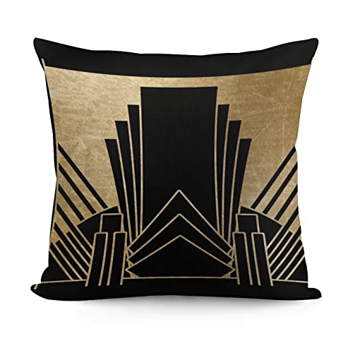 Rurals Art Deco Design Black Gold Decorative Pillow Covers Cozy Soft Throw Pillowcase Square Couch Cushion Cover For Home Decor Sofa Living Room Bed Car 18X18 Inch #TOP13