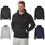 Iron Mountain Men's Fleece Hoodie with Kangaroo Pocket Workwear Warm Soft Pullover Cotton Blend Lightweight Durable Winter Hooded Sweatshirt for Men Casual Wear (Black, L)