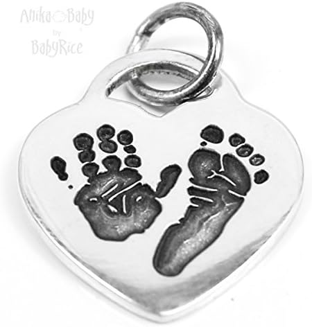Babyrice Charm En Forme De Cœur Avec Empreintes De Pieds Et De Mains De Bebe Babyrice Amazon Fr Bijoux