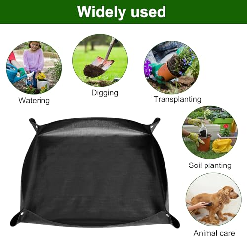 Pflanzmatte 100x100 cm,Wasserdichte Pflanzenmatte Gartenmatte,Pflanzunterlage Faltbar,Pflanzen Umtopfmatte Groß,Gartenpflanzmatte Schwarz Umpflanzmatte für Umtopf,Sämling,Bodenwechsel,Beschneiden