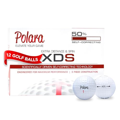 Polara Self-Correcting Golf Balls – 12 Pack Extra Distance & Spin Golfballs, Soft Feel, Anti-Slice & Hook Correction, Exceeds USGA Limits, Dimple Pattern, High-Performance Golf Balls for Men & Women