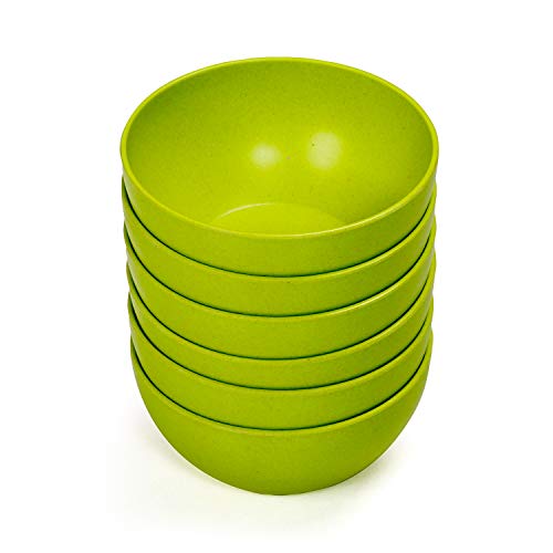 Image of Decor EcoLite Bamboo Eco-Friendly Non Toxic Reusable Dishwasher Safe Solid Bowl Set (Lime Citrus) - 6 Pieces