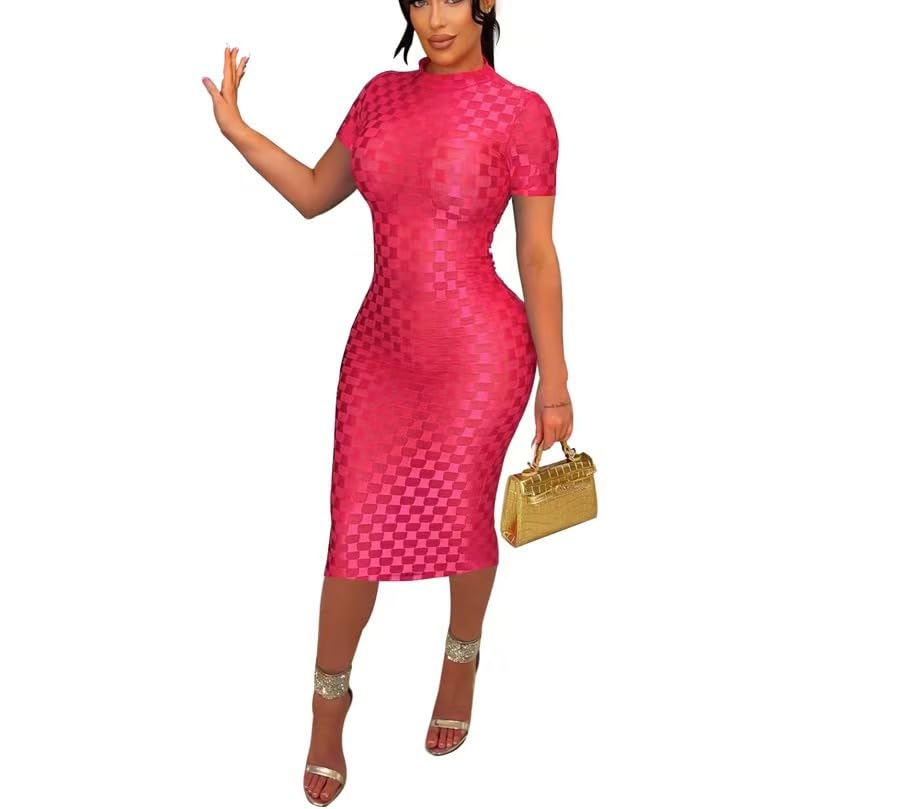 Image of Women's Casual Turtleneck Long Sleeve Elegant Long Dress Lounge Mesh Bodycon Maxi Party Dresses