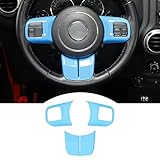 JeCar Interior Steering Wheel Decoration Trim Kits For Jeep Wrangler 2011-2017 JK & Unlimited/Patriot Compass 2011-2016 & Grand Cherokee 2011-2013, Light Blue