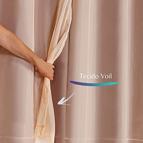 Cortina Blackout PVC com Tecido Voil 2,00 m x 1,40 m Avelã