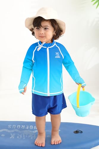Image of BesserBay Baby Toddler Kids Rashguard Top UPF 50+ Long Sleeve Swim Shirt Zip Up Thumb Holes UV Jacket 12 Months-6 Years