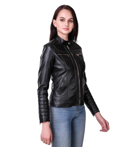 Image of Leather Retail Woman Black Color Faux Leather Jacket