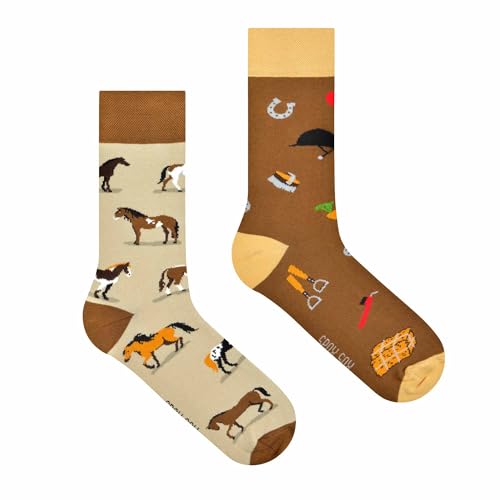 Spox Sox Casual Unisex - Calcetines multicolores para individualistas, caballos, 36-39