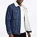 BULUWIE Jean Jacket Men, Men's Denim Jacket Distressed Ripped Slim Fit Stretch Trucker Jackets Classic Fashion Casual Denim Coat Streetwear, Dark Blue D5607, M