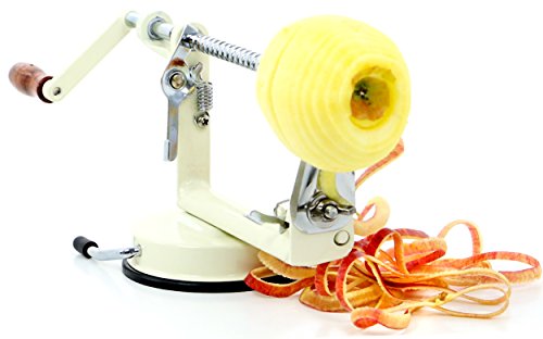 Profi Alu- Apfelschäler Apfelschneider Apfelentkerner Schälmaschine, in Cremeweiss, original Made for us - 7