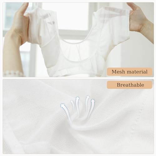 XIAQICA 3 Stück Achselpads Damen Waschbar Underarm Pads Vest Sweat Pads Cotton Absorbent Spitze Breathable Mesh Atmungsaktiv Schweißdicht Weste Stains Sexy Anti Schweiß für Yoga(Weiß, Beige, Schwarz)M
