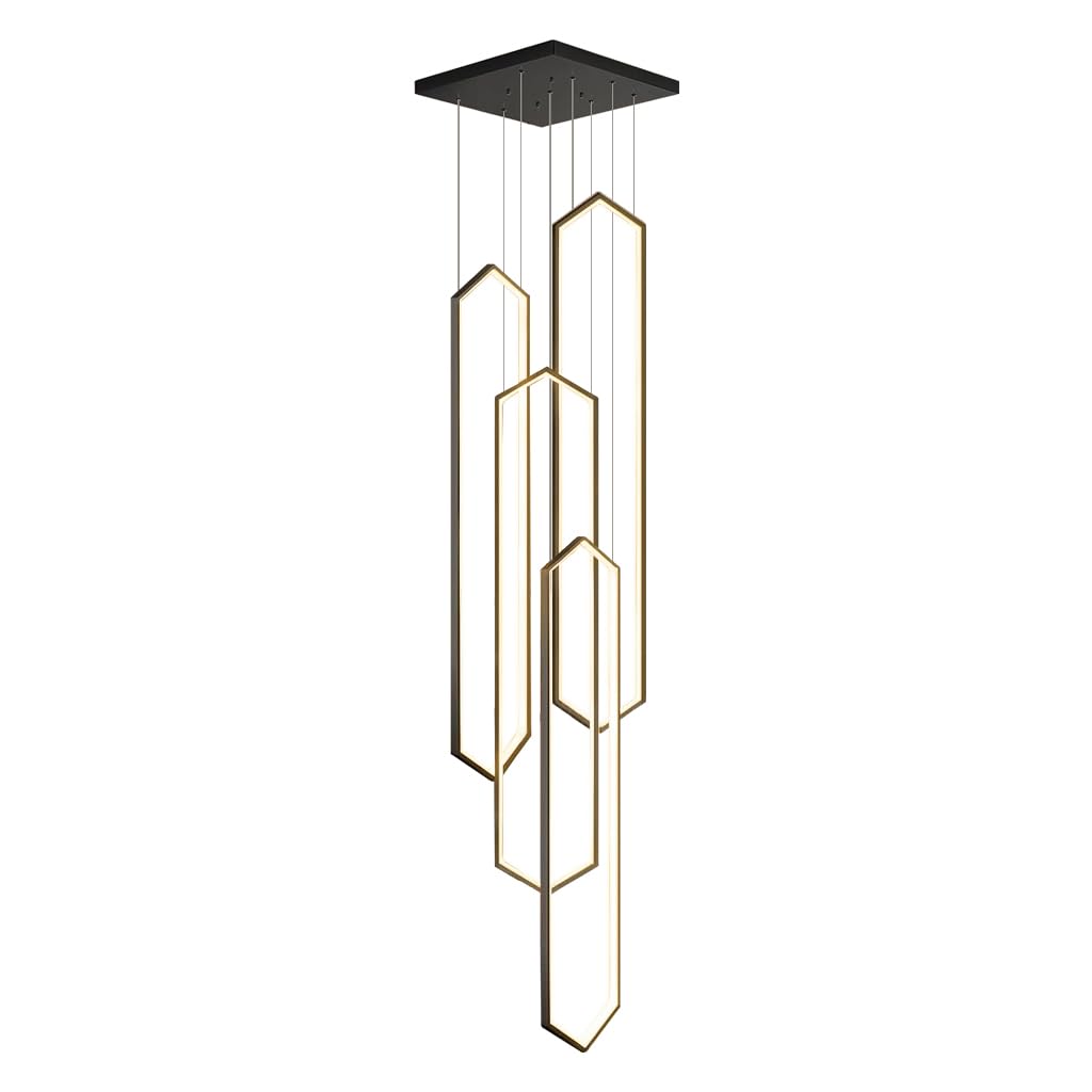 HXYSXHJUO Modern Cluster Chandelier, LED Dimmable Pendant Light with Remote Control, Adjustable Hanging Cord, High Ceiling Lighting Fixture for Stairwell or Foyer