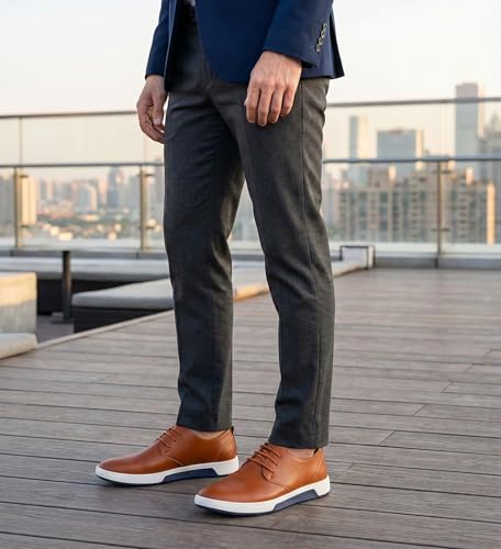 Image of konhill Men's Casual Oxford Shoes - Breathable Dress Shoes Loafers Lace-up Flat Sneakers