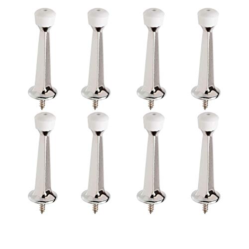 Liberty Premium Door Stop Metal Solid Rigid Door Stopper Brushed 3" (Chrome, 8 Pack) #TOP3