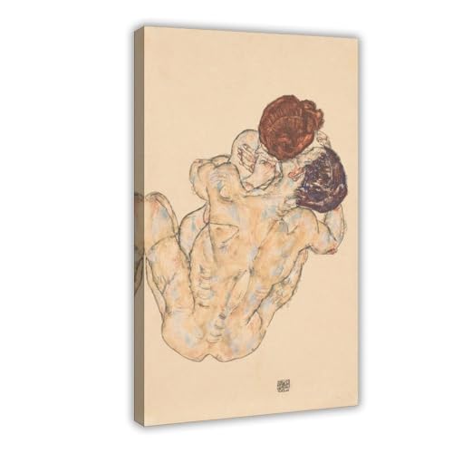 Toile Egon Schiele amoureux 1914 : habillez vos murs vides avec ce tableau déco pour bureau