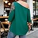 Womens Casual Boho Print Off The Shoulder Tops Plus Size 3/4 Sleeve T Shirts Fashion Summer Blouse Shirt for Vacation Green