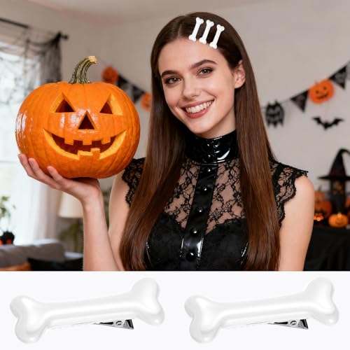 10 Pinzas para cabello hueso de resina blanco y negro miniatura 6