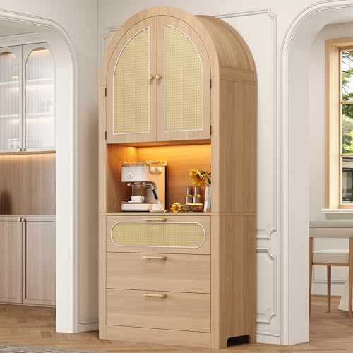 Mueble alto de 80 cm con 3 cajones y luces LED de roble 6