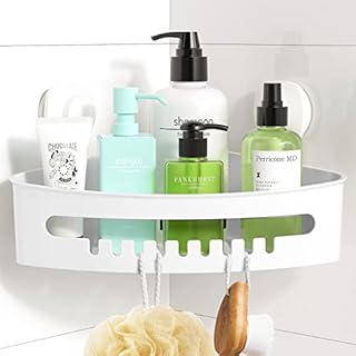 Corner Shower Basket Suction Cup Luxear Bathroom Caddy Wall Mounted Shower Shelf Bathroom Rack Bathroom Shelf Organizer Wall Mounted No-Drilling Removable Plastic Organizer For Bathroom Shower Kitchen