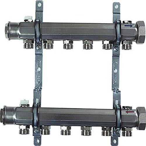 Viega 16503 ProRadiant colector sin válvula de acero inoxidable con 5 no. de tomacorrientes