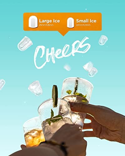 Miniatura 5 de Silonn Máquina para hacer hielo de encimera, 9 cubos listos en 6 minutos, máquina de hielo portátil autolimpiante con cuchara de hielo y cesta, 2