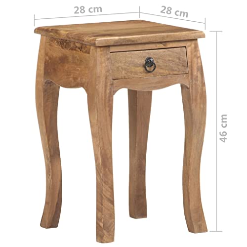 Mesas de noche de madera maciza de mango de 28x28x46 cm para dormitorios compactos 3