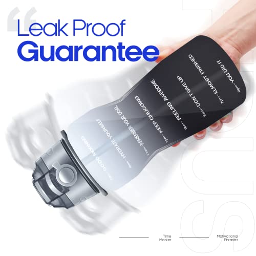 Fidus Large Half Gallon/64Oz Motivational Water Bottle With Paracord Handle & Removable Straw - Bpa Free Leakproof Water Jug With Time Marker To Ensure You Drink Enough Water Daily-White/Gray #TOP5