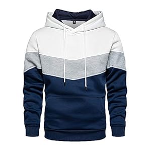 LBL Sweat Homme à Capuche Couleur Vives Pull de Manches Longues Poche Kangourou pour Hiver et Automne Blanc 2XL