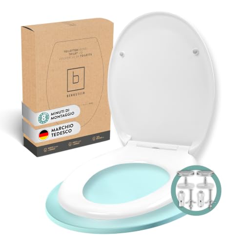 Benkstein® Sidele WC Copriwater Tavoletta Water Copertura Ovale Sgancio Rapido e Chiusura Ammortizzata Automatica. Duroplastica Antibatterica e Coperchio Universale