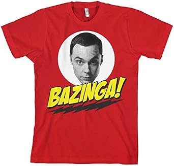 The Big Bang Theory Officially Licensed TBBT Bazinga Sheldons Head Mens T-Shirt Red
