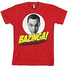 The Big Bang Theory Officially Licensed TBBT Bazinga Sheldons Head Mens T-Shirt Red