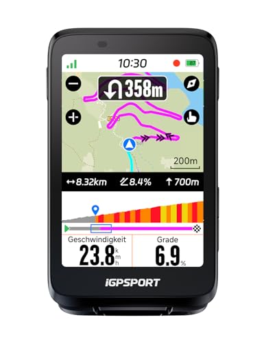 iGPSPORT BiNavi Fahrradcomputer Kabellos, 3,5'' Touch Screen Musiksteuerung Gruppenfahrten Bluetooth ANT+ GPS Fahrrad Navi