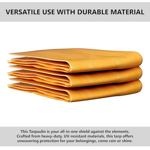 Image of Heart Home Tirpal (12x15 Feet) Waterproof Tarpaulin Sheet | 120 GSM Tadpatri | Eco-Friendly Tent Tirpal | Tharpai | Thadika | Lightweight Premium Tirpal | Yellow