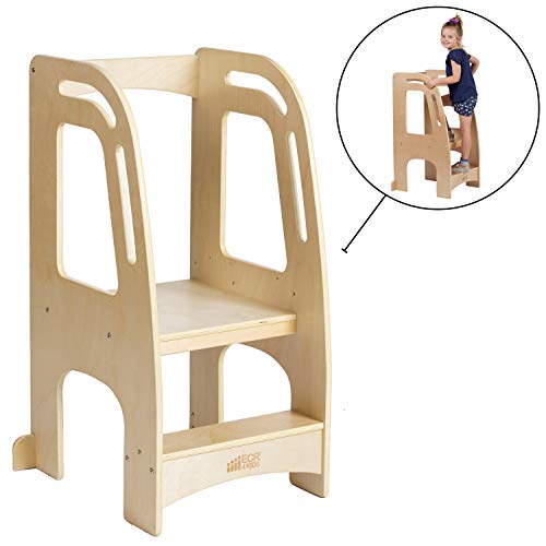 ECR4Kids Chef's Helper Kitchen Tower-Wooden Toddler Two-Step Learning Safety Rails-Kids Stool with Adjustable