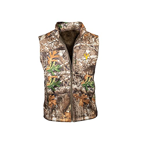 HOT SHOT Men's Camo Softshell Vest, Midweight Waterproof Fleece-Lined Outdoor Vest for Hunting, Fishing, Hiking, Camping