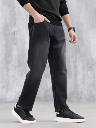 Image of WROGN Men's 100% Cotton Jeans | Solid | Anti Fit