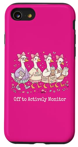 Off To Active Monitor Funny Test Day Goose Teacher �X�}�z�P�[�X iPhone SE (2020) / 7 / 8 �p