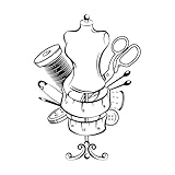 Sticker mural couture Décor studio de couture Bouton ciseaux Sticker mural couture Panneau de couture Vinyle Couturière Décor de salle d'artisanat Extra Large   55x75cm